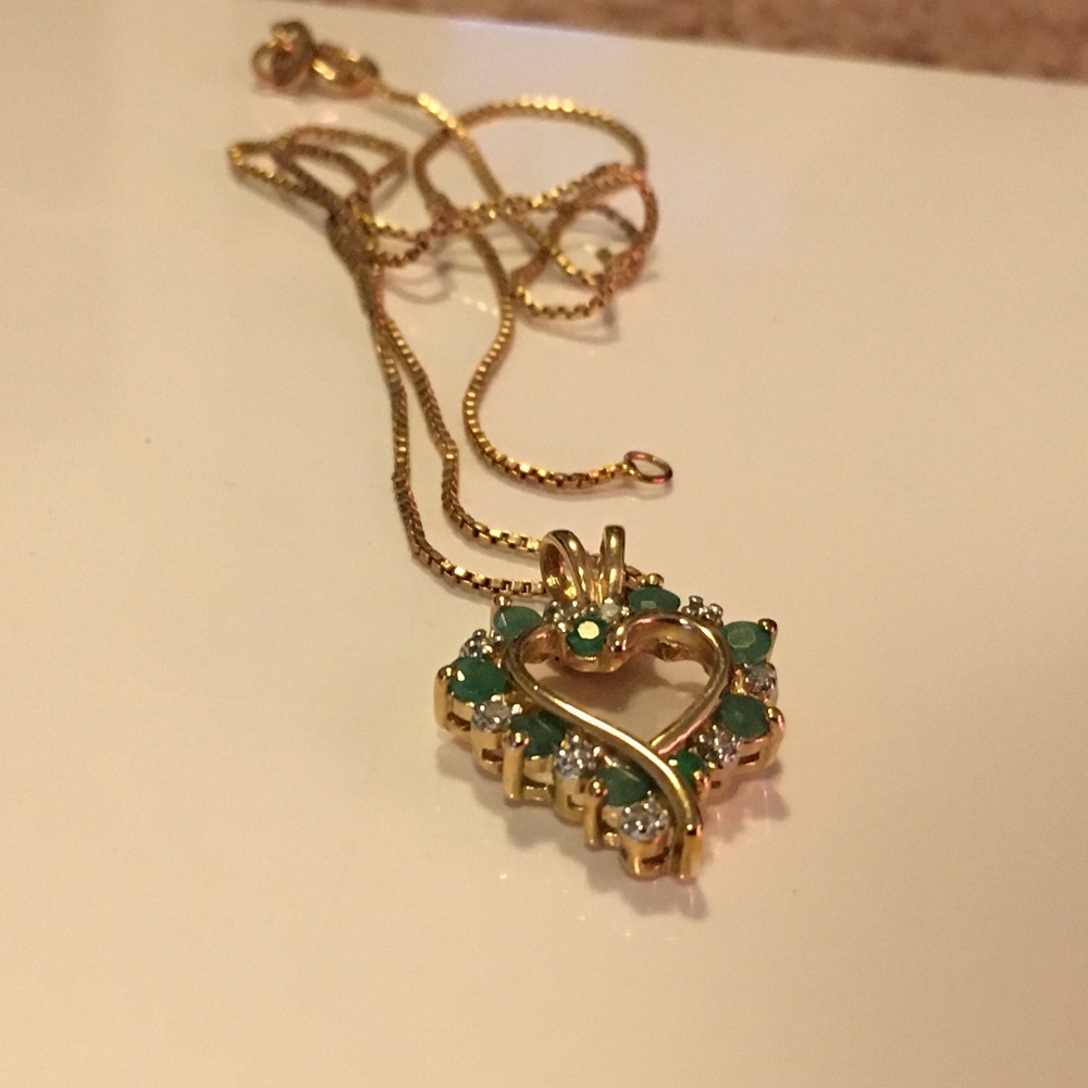 Jade and Gold Heart Shaped Necklace